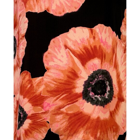 Banana Republic Short Sleeve Poppy Patterned Floral Top Blouse Shirt Coral SMALL - Picture 6 of 9